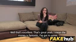 Fake Agent UK Petite teen gets cum splattered face on casting couch